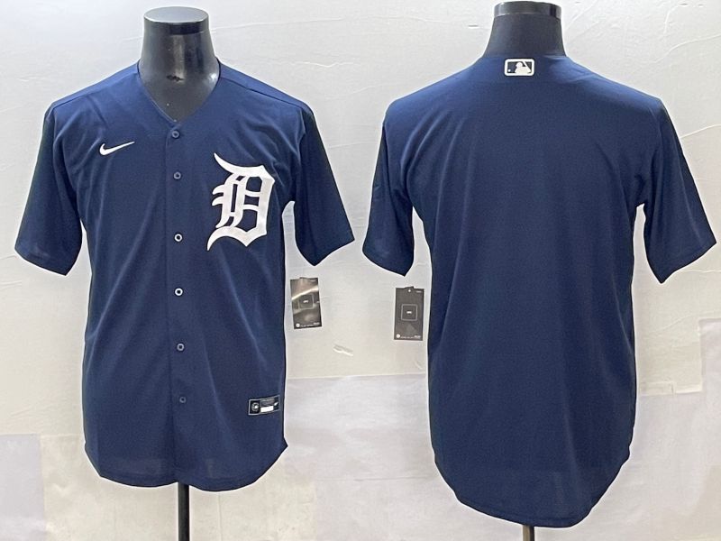 Men 2025 Detroit Tigers Blank Dark Blue Game Nike MLB Jersey style 1